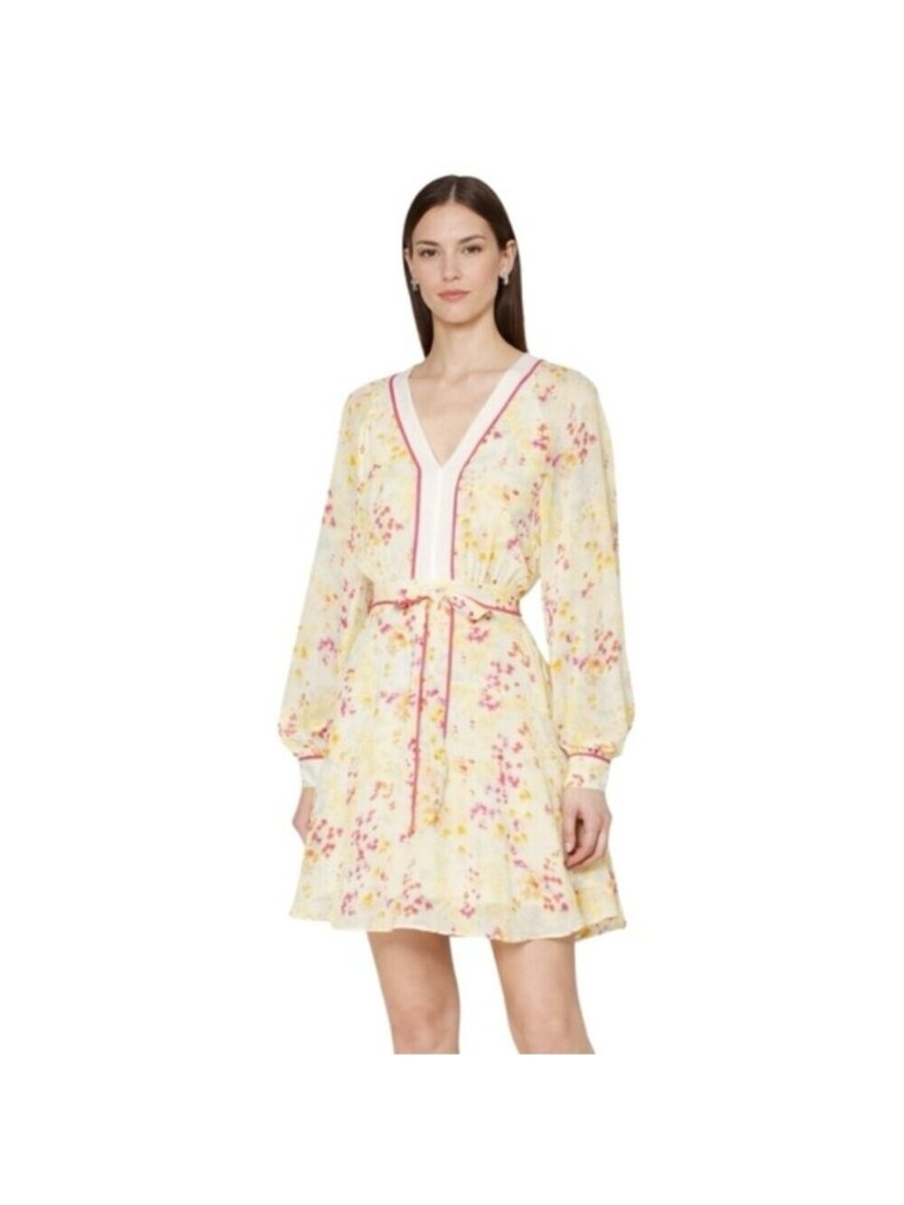 NWT Reiss Molly Floral Puff Long Sleeve Mini Dress